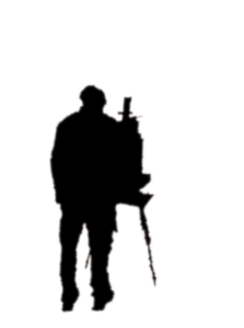 Silhoutte of a painter artist