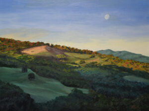 Under The Tuscan Moon oil painting by Andrea Bocedi Art, Le Piane Tuscany Italy